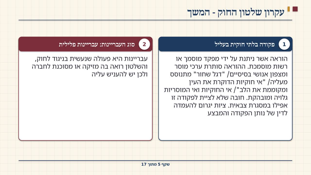 שקף 5: עקרון שלטון החוק - המשך