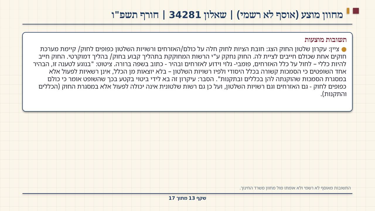 שקף 13: מחוון מוצע (אוסף לא רשמי) | שאלון 34281 | חורף תשפ"ו