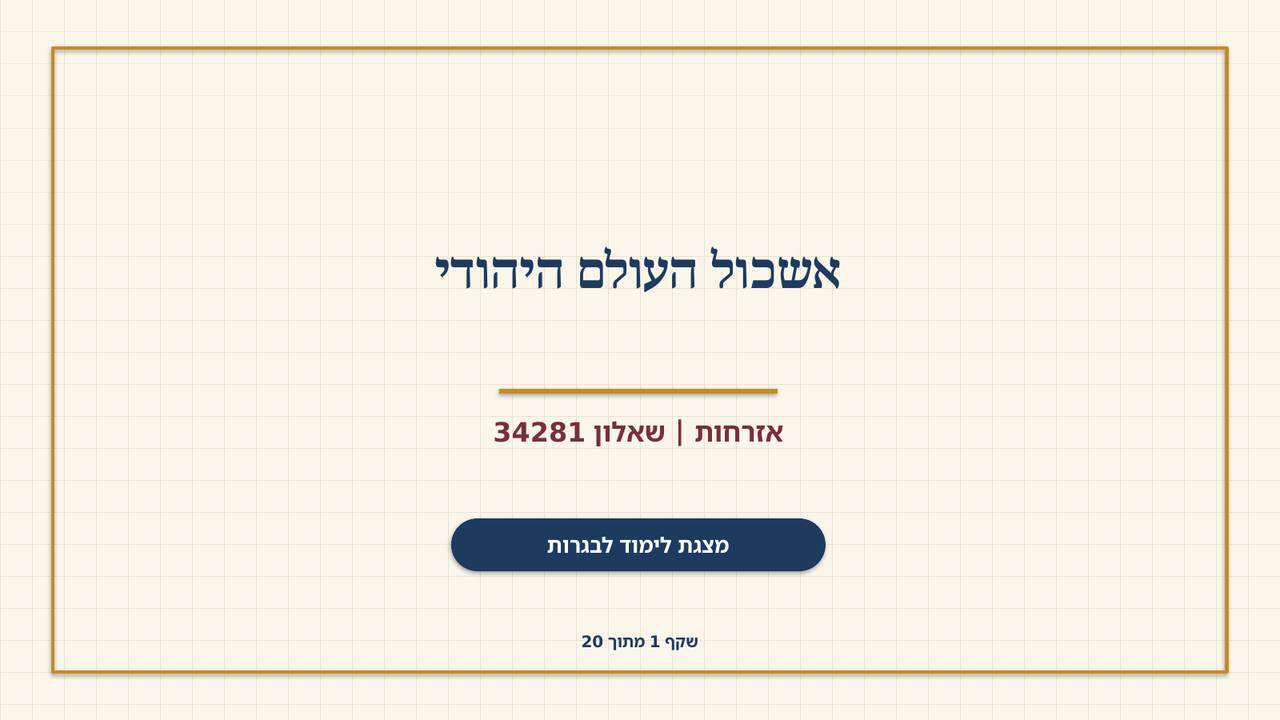 שקף 1: אשכול העולם היהודי
