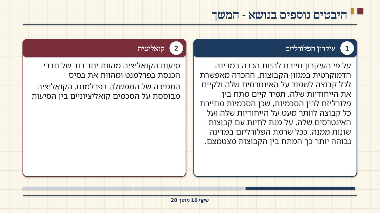 שקף 10: היבטים נוספים בנושא - המשך