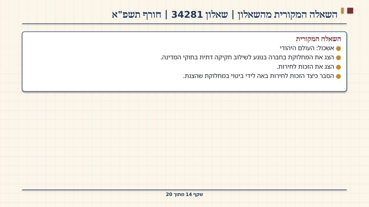שקף 14: השאלה המקורית מהשאלון | שאלון 34281 | חורף תשפ"א