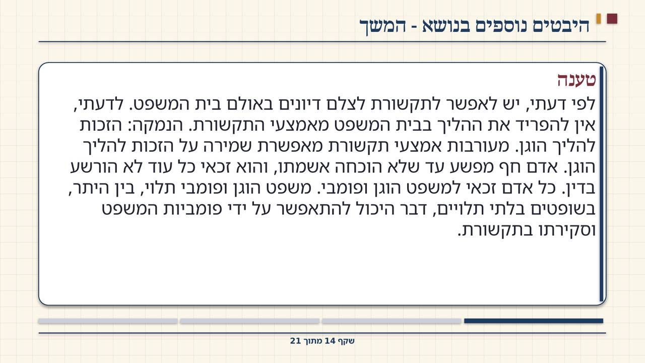 שקף 14: היבטים נוספים בנושא - המשך