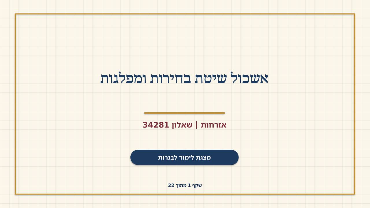 שקף 1: אשכול שיטת בחירות ומפלגות