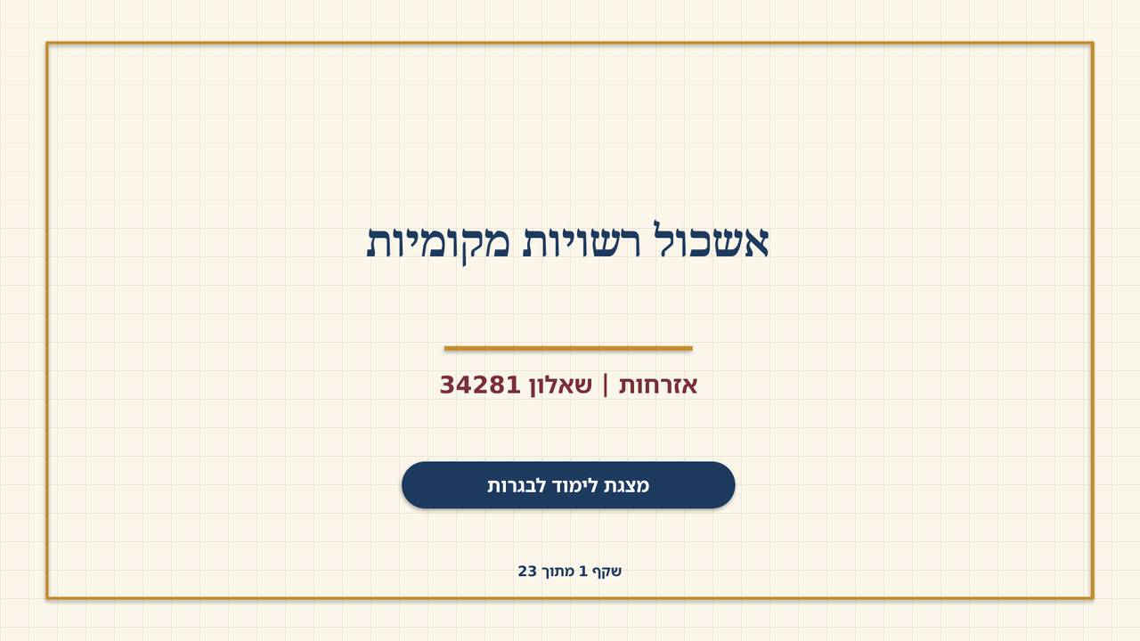 שקף 1: אשכול רשויות מקומיות