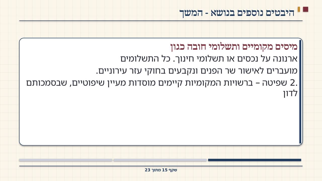 שקף 15: היבטים נוספים בנושא - המשך