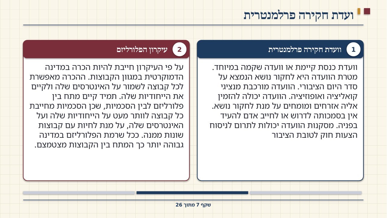 שקף 7: ועדת חקירה פרלמנטרית
