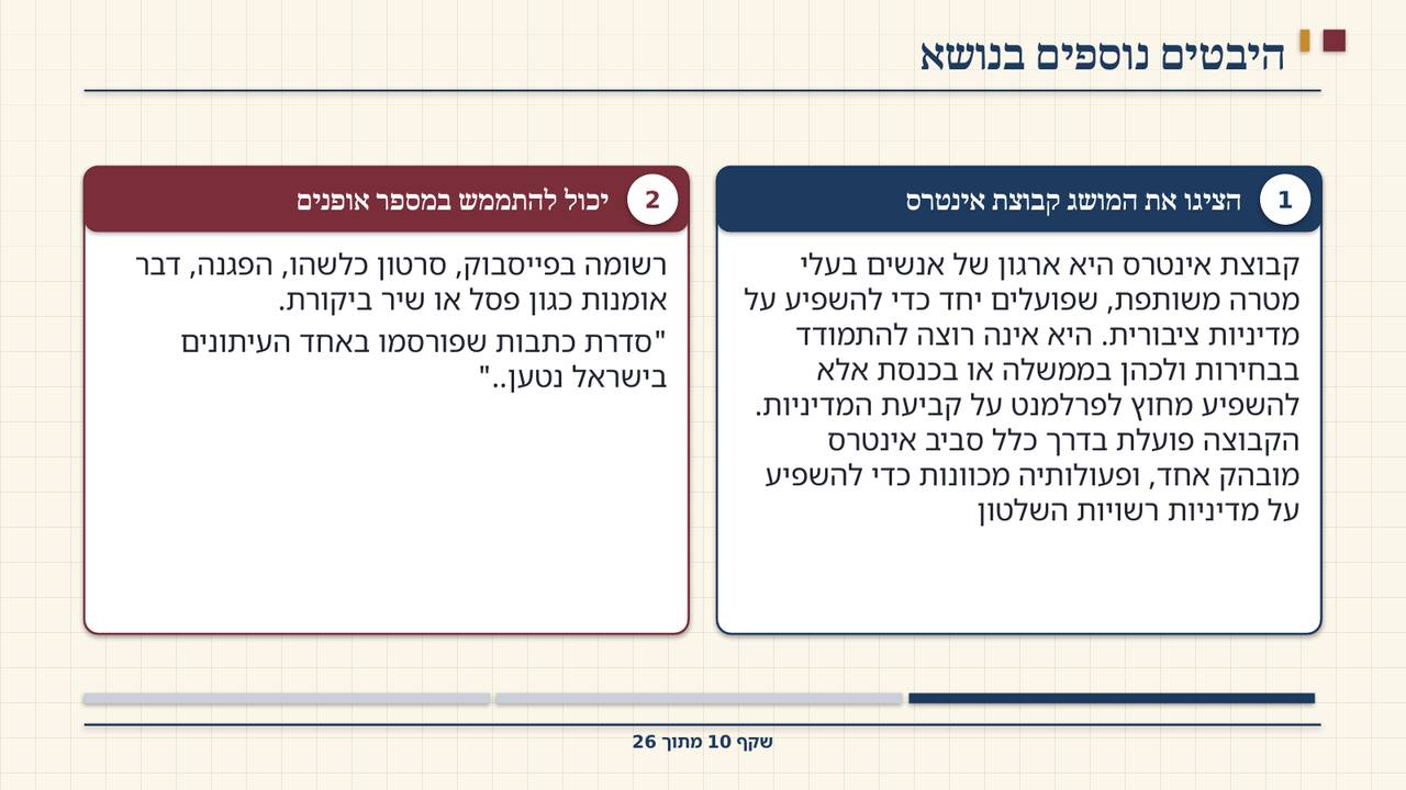 שקף 10: היבטים נוספים בנושא
