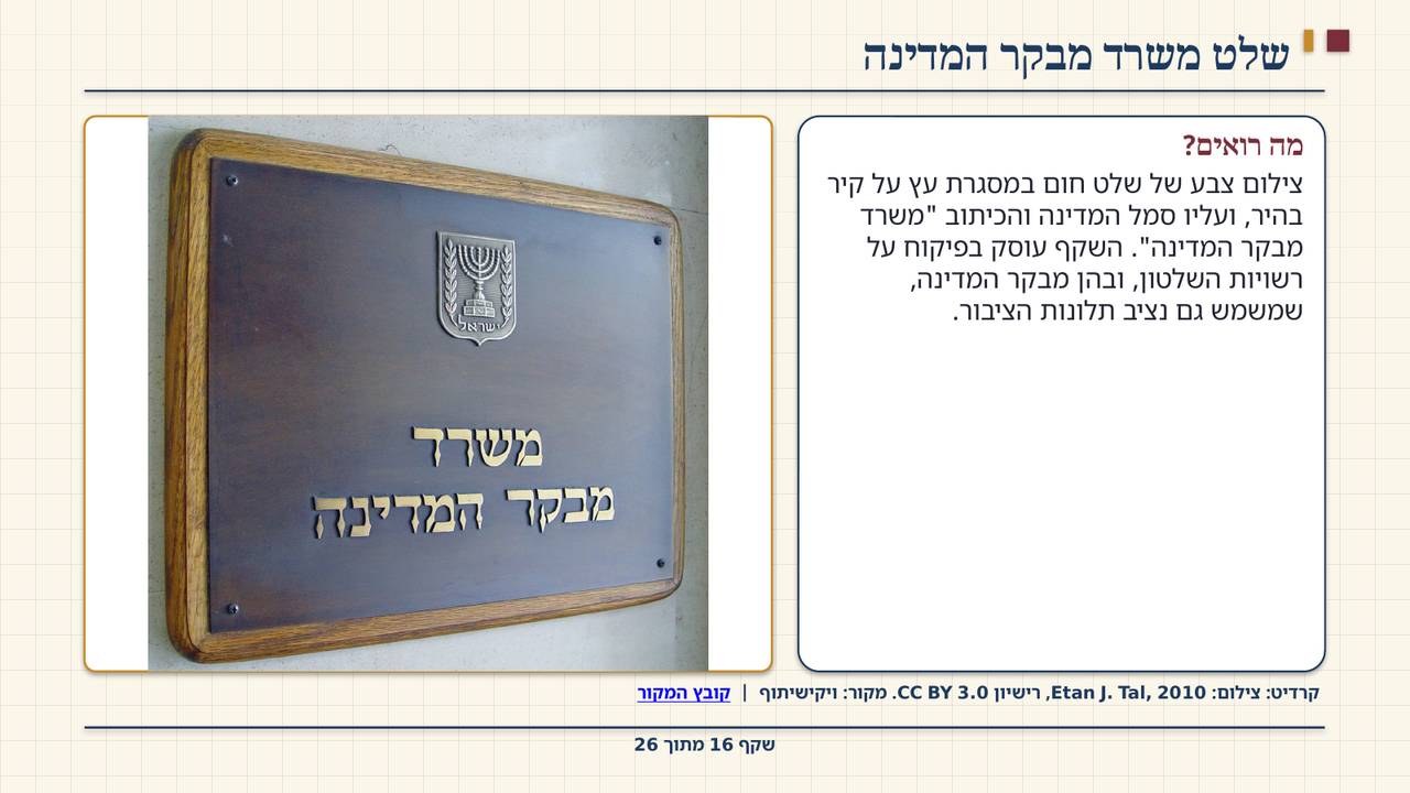 שקף 16: שלט משרד מבקר המדינה