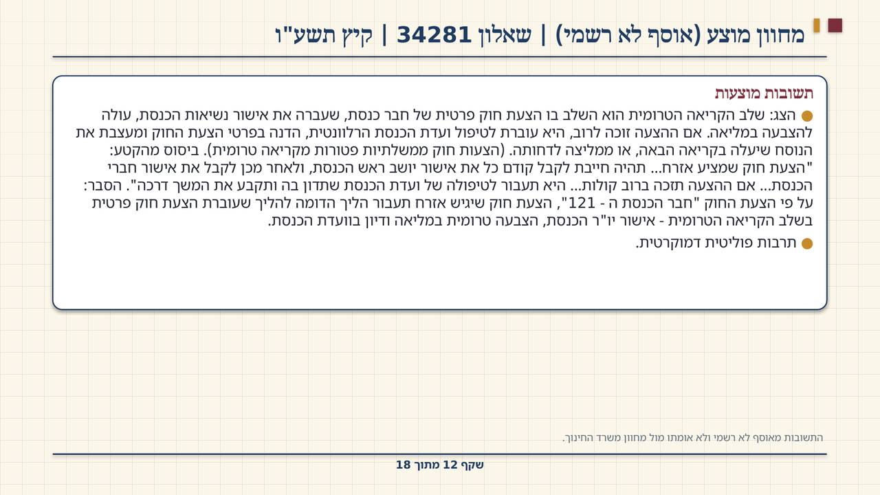 שקף 12: מחוון מוצע (אוסף לא רשמי) | שאלון 34281 | קיץ תשע"ו