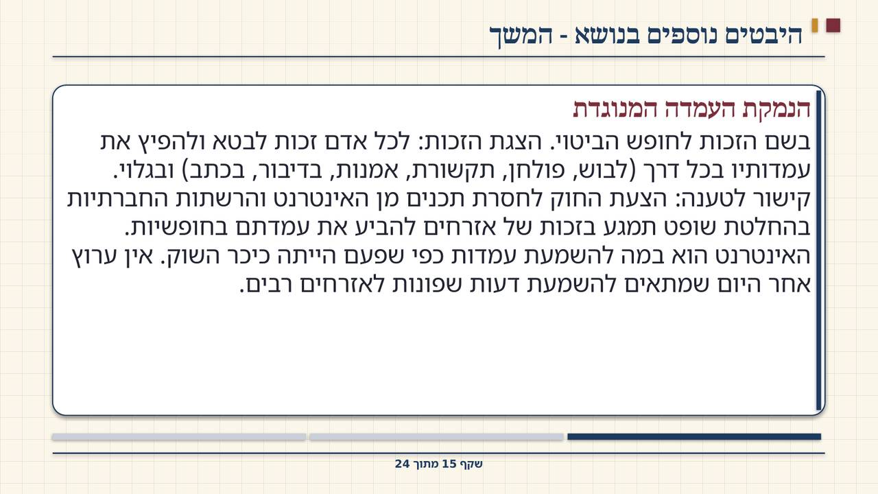 שקף 15: היבטים נוספים בנושא - המשך