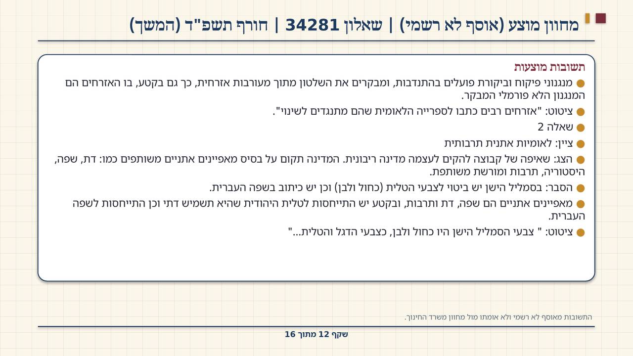 שקף 12: מחוון מוצע (אוסף לא רשמי) | שאלון 34281 | חורף תשפ"ד (המשך)
