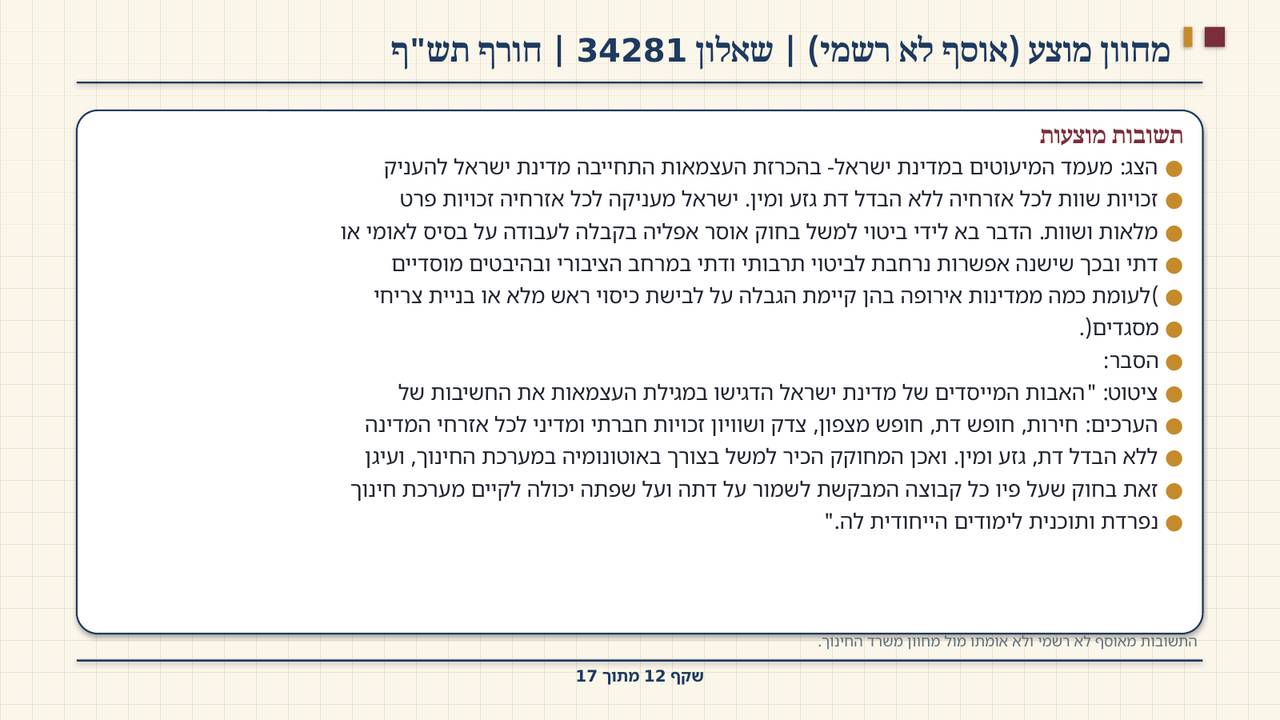 שקף 12: מחוון מוצע (אוסף לא רשמי) | שאלון 34281 | חורף תש"ף