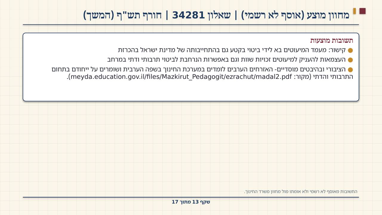 שקף 13: מחוון מוצע (אוסף לא רשמי) | שאלון 34281 | חורף תש"ף (המשך)