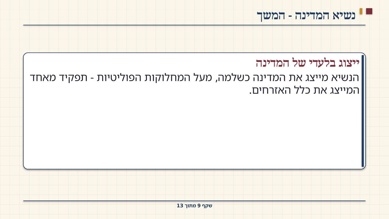 שקף 9: נשיא המדינה - המשך