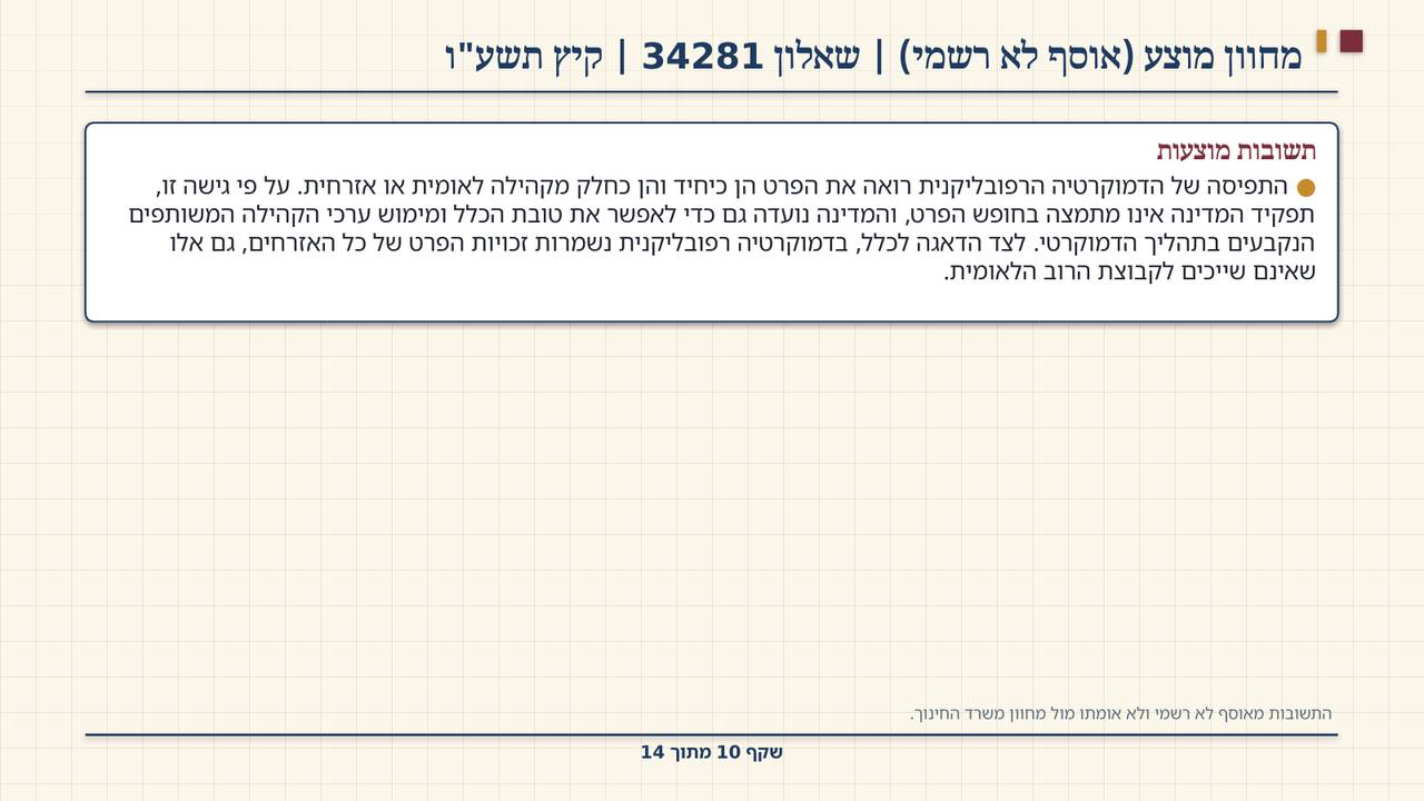שקף 10: מחוון מוצע (אוסף לא רשמי) | שאלון 34281 | קיץ תשע"ו