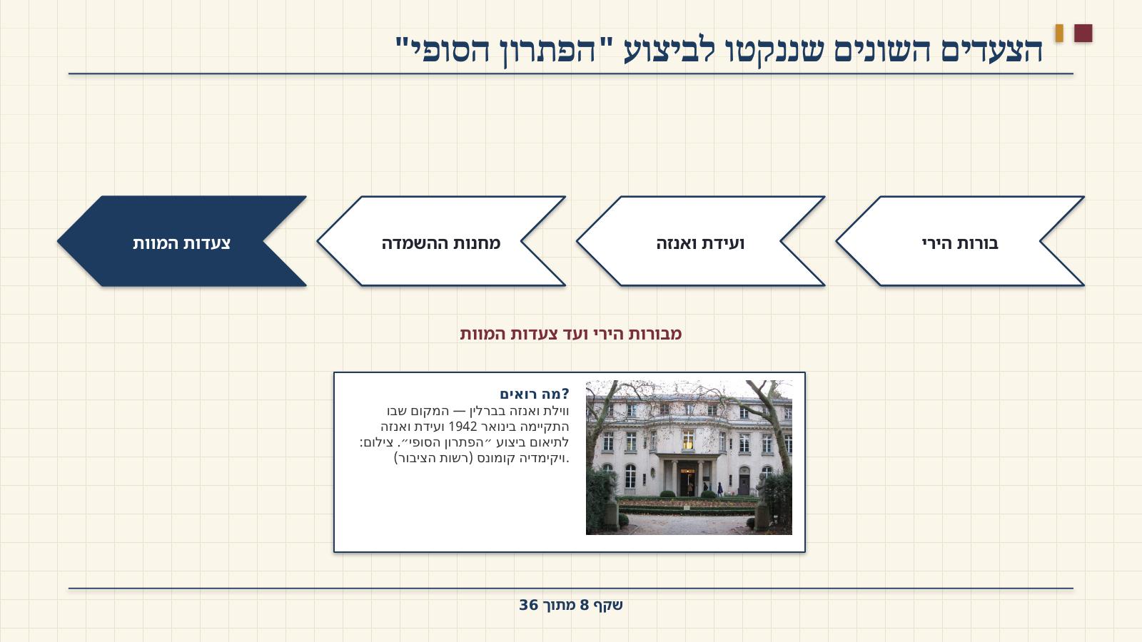 שקף 8: הצעדים השונים שננקטו לביצוע "הפתרון הסופי"