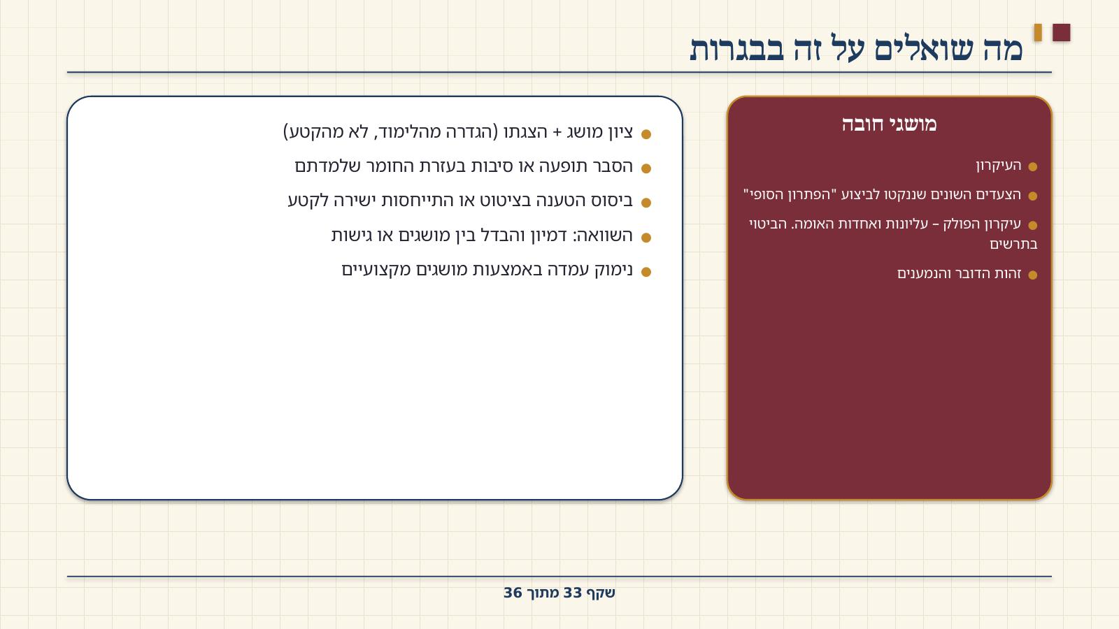 שקף 33: מה שואלים על זה בבגרות