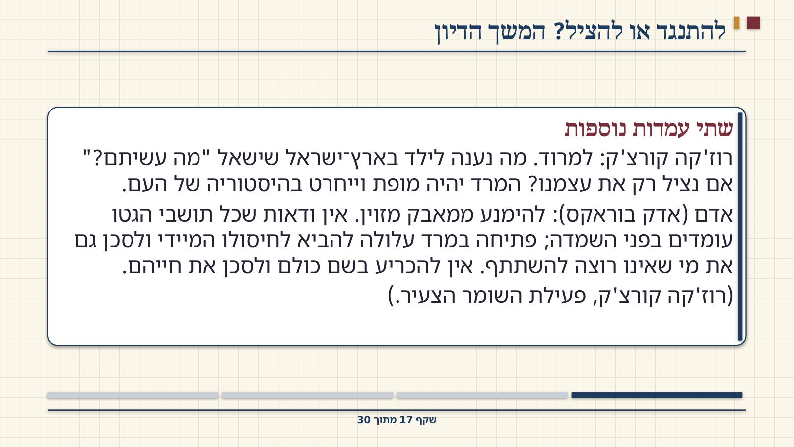 שקף 17: להתנגד או להציל? המשך הדיון
