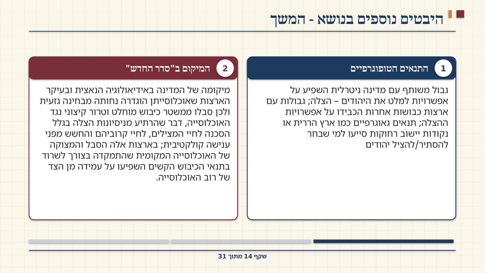 שקף 14: היבטים נוספים בנושא - המשך