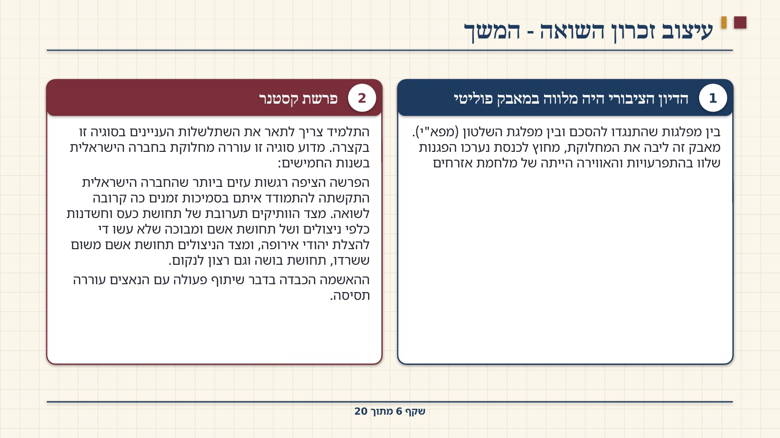 שקף 6: עיצוב זכרון השואה - המשך