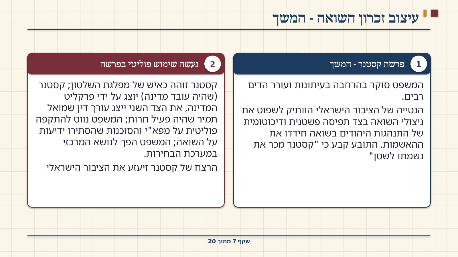 שקף 7: עיצוב זכרון השואה - המשך