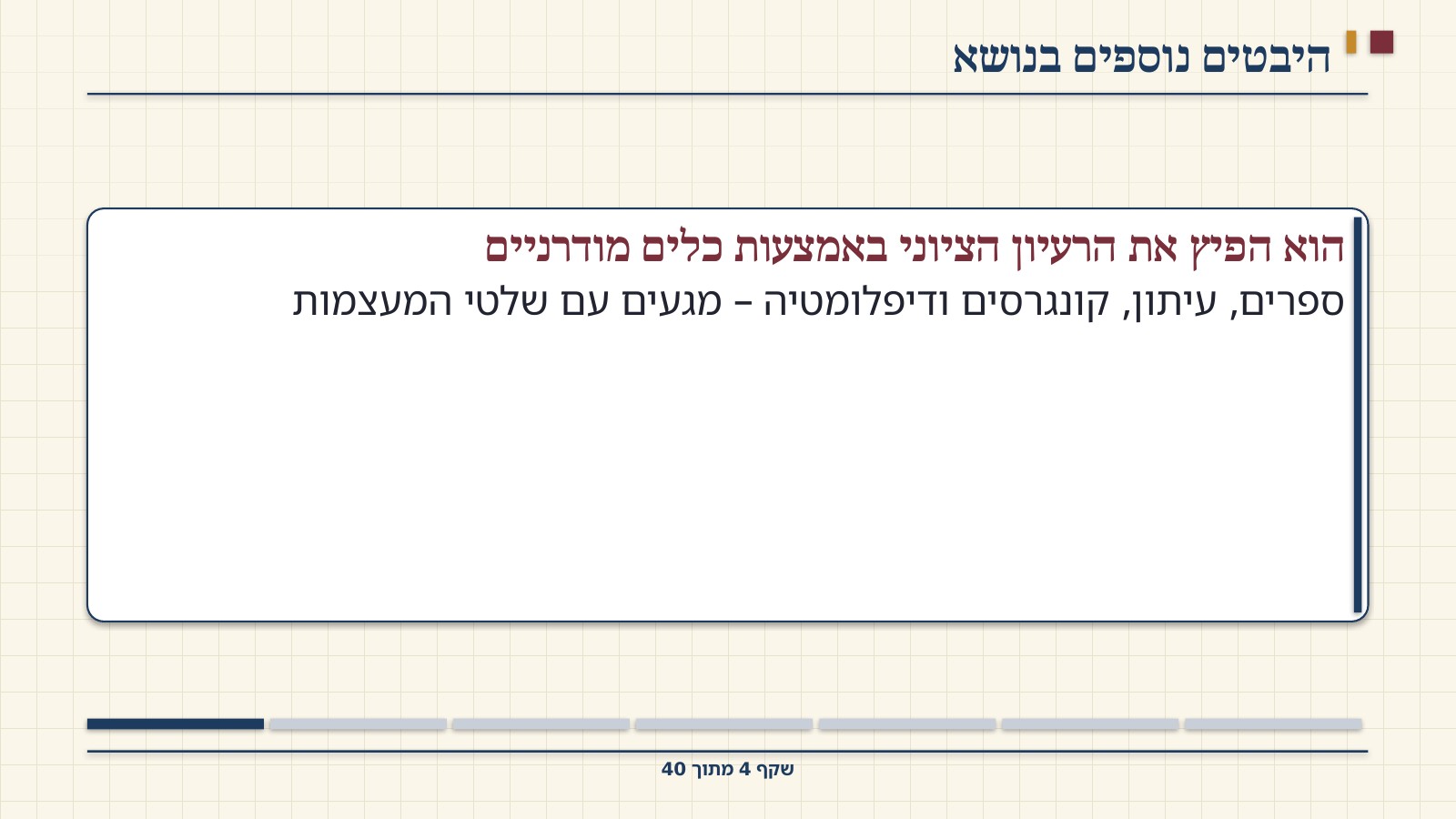 שקף 4: היבטים נוספים בנושא