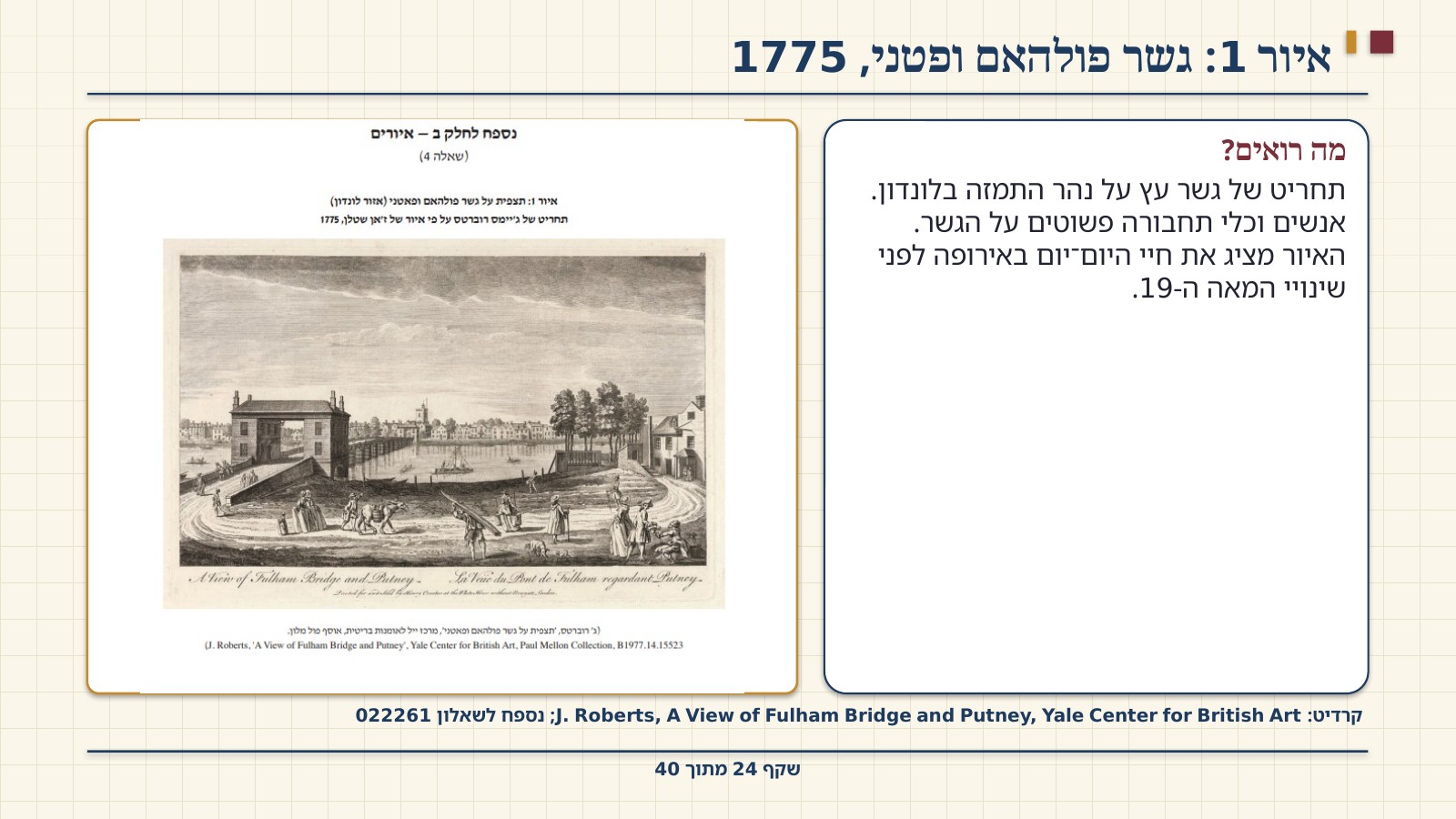 שקף 24: איור 1: גשר פולהאם ופטני, 1775