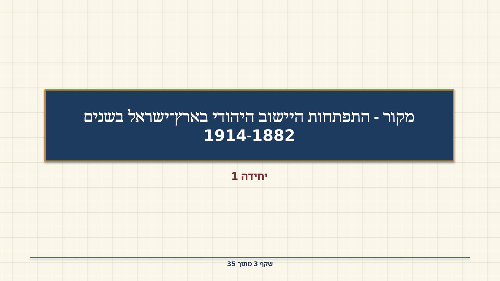 שקף 3: מקור - התפתחות היישוב היהודי בארץ־ישראל בשנים 1914-1882