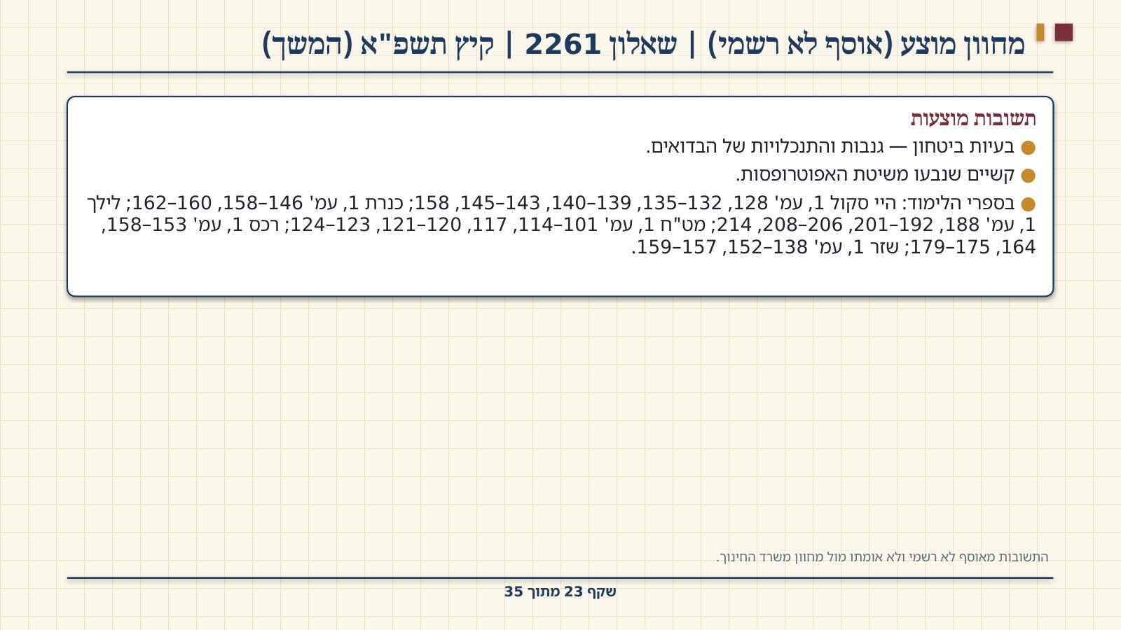 שקף 23: מחוון מוצע (אוסף לא רשמי) | שאלון 2261 | קיץ תשפ"א (המשך)