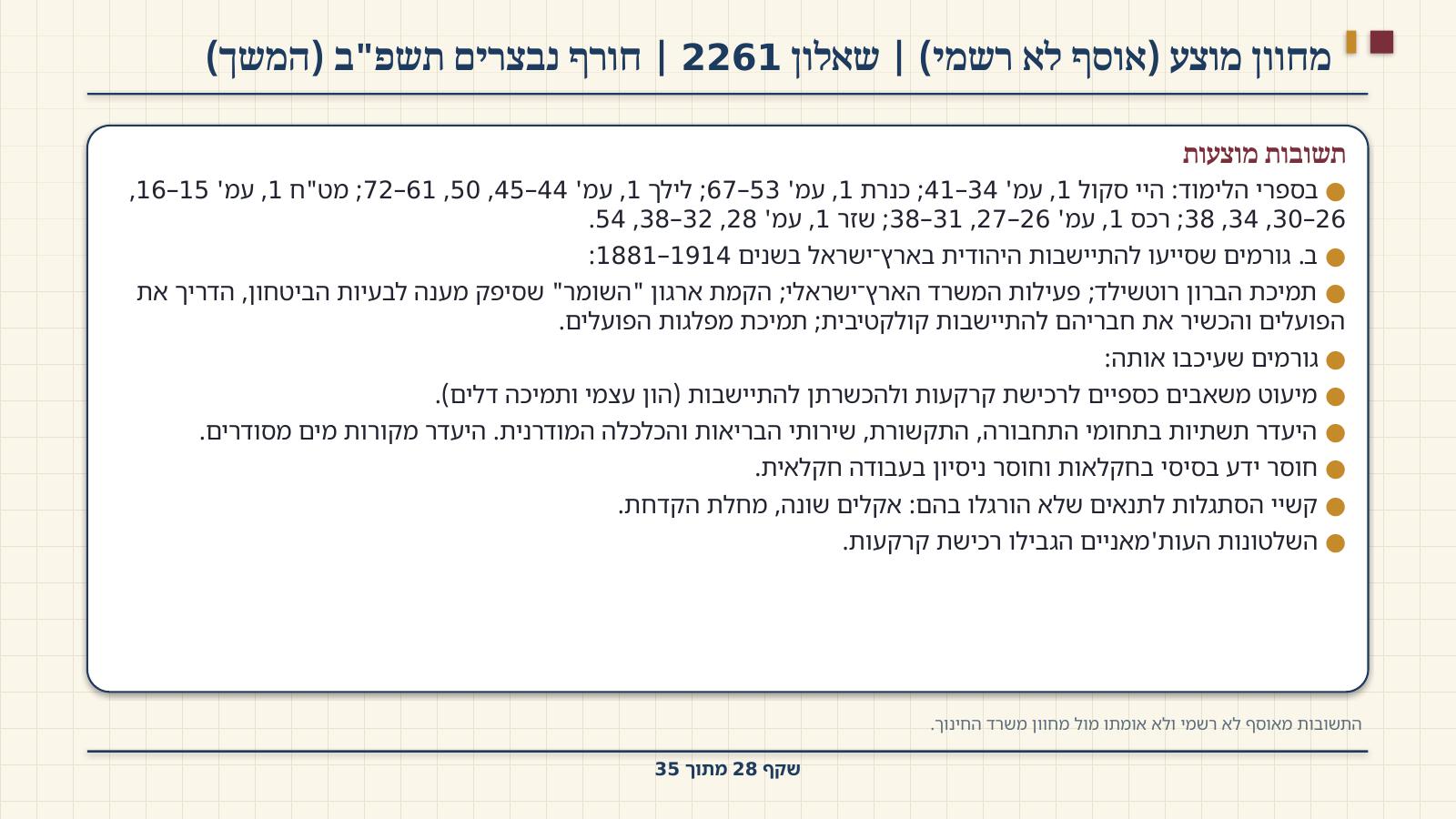 שקף 28: מחוון מוצע (אוסף לא רשמי) | שאלון 2261 | חורף נבצרים תשפ"ב (המשך)