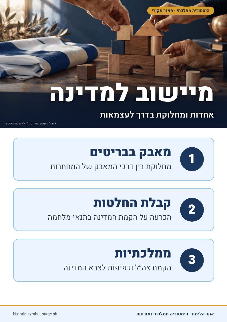 שלט לימוד: מיישוב למדינה – אחדות ומחלוקת
