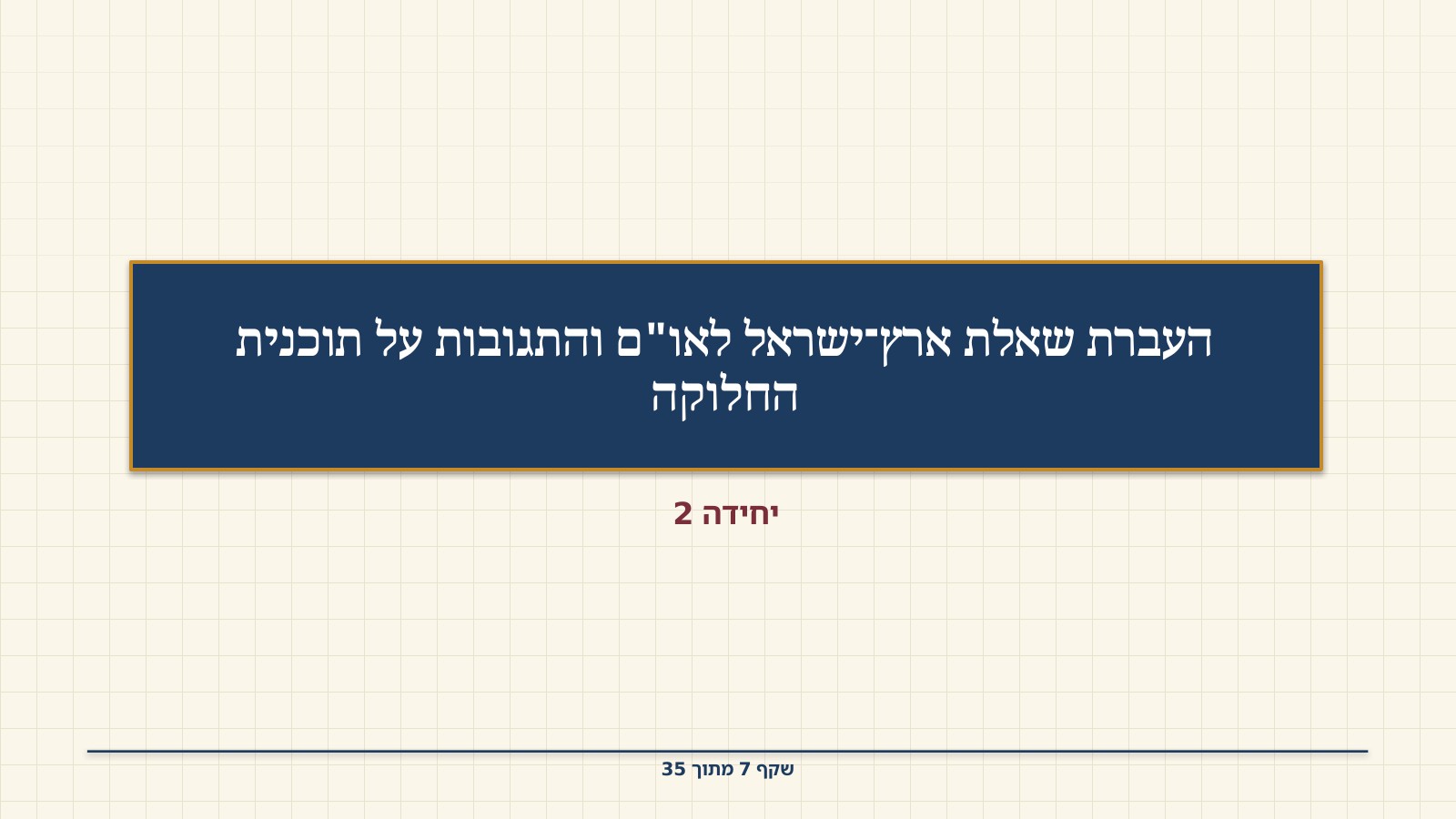 שקף 7: העברת שאלת ארץ־ישראל לאו"ם והתגובות על תוכנית החלוקה