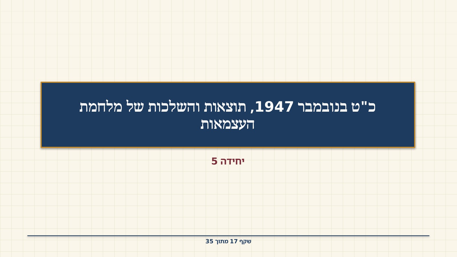 שקף 17: כ"ט בנובמבר 1947, תוצאות והשלכות של מלחמת העצמאות
