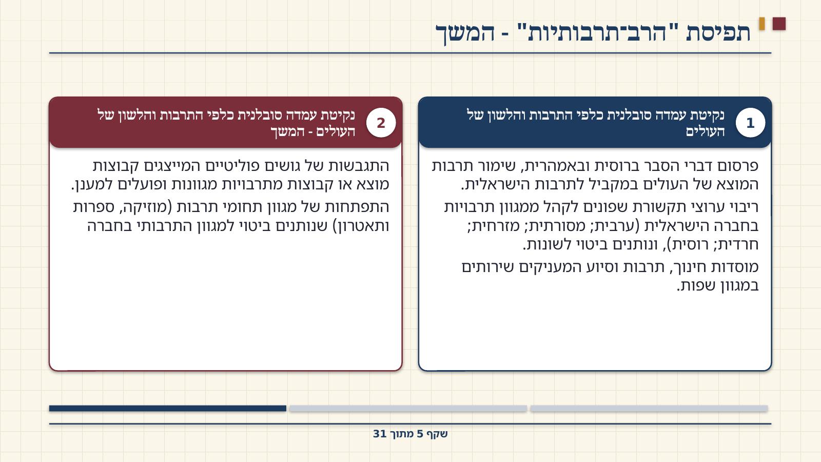 שקף 5: תפיסת "הרב־תרבותיות" - המשך