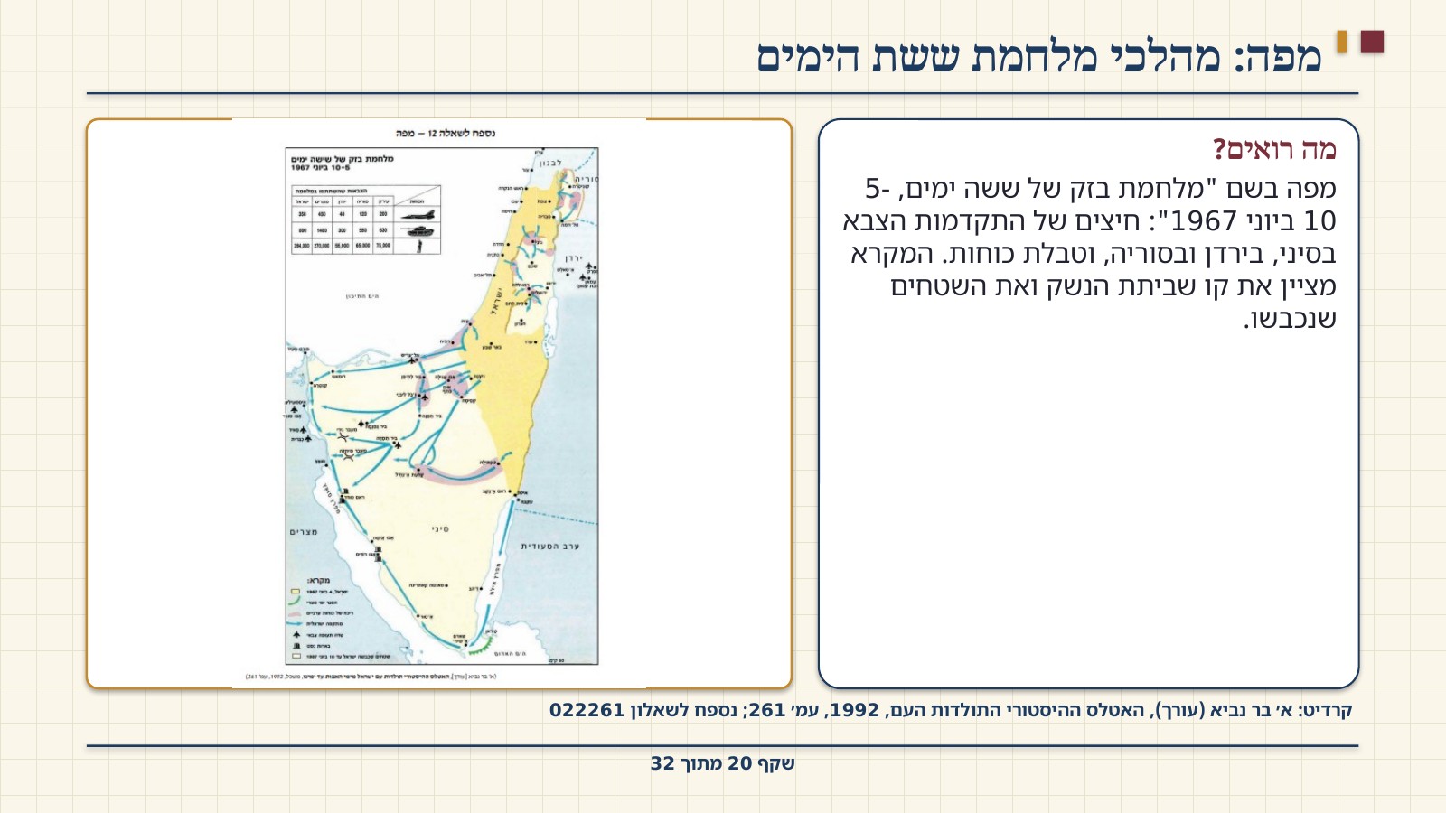 שקף 20: מפה: מהלכי מלחמת ששת הימים